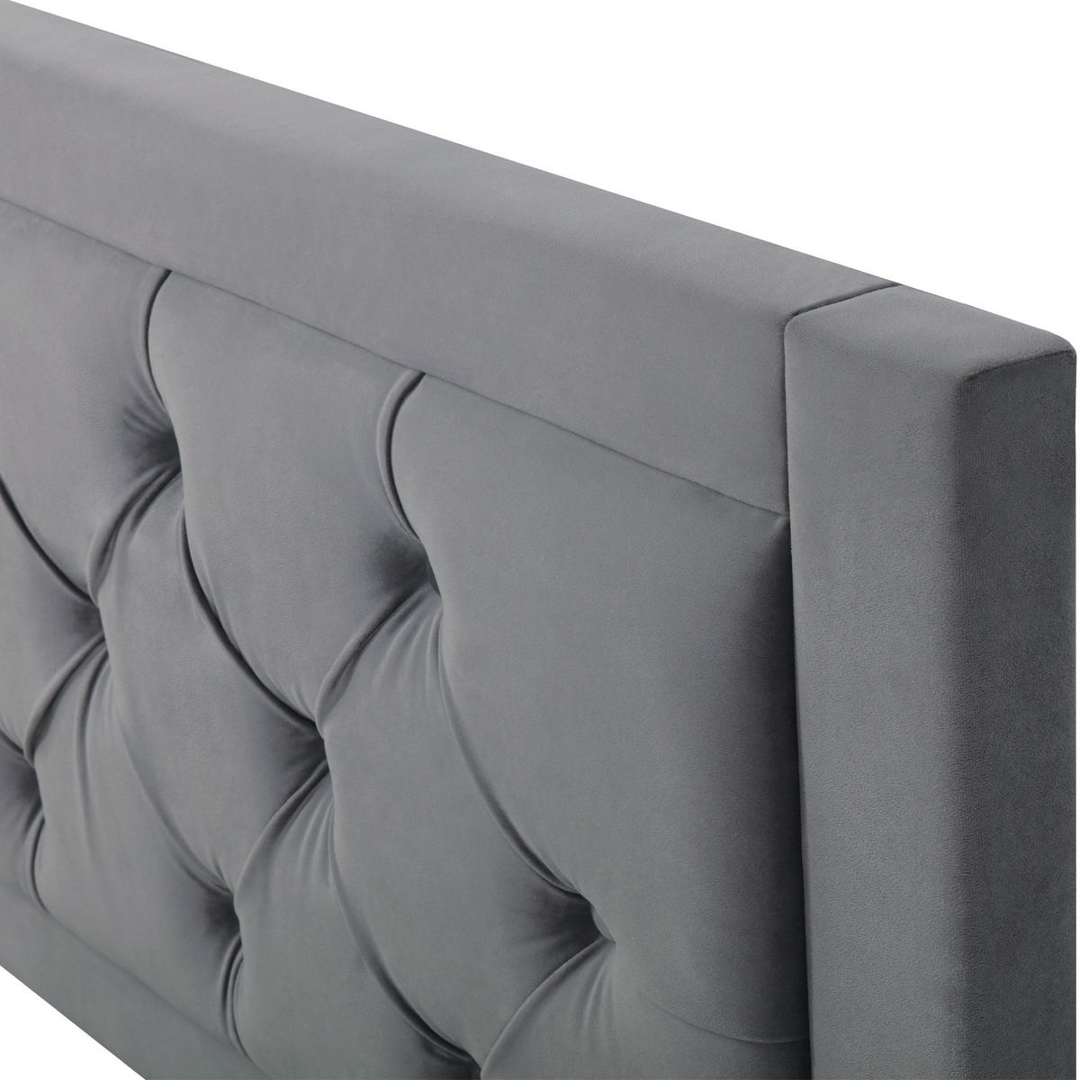 POLSTERBETT 140/200 cm in Grau Samt mit Bettkasten Chesterfield-Design - Grau, Holzwerkstoff/Textil (140/200cm) - STILVORA