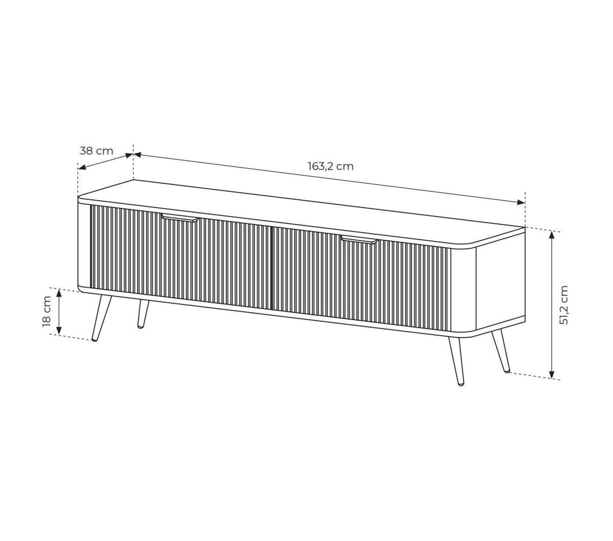 TV-LOWBOARD LANTE Weiß 163x38x51 cm - Weiß, Holzwerkstoff (163/51/38cm) - FURNLUX