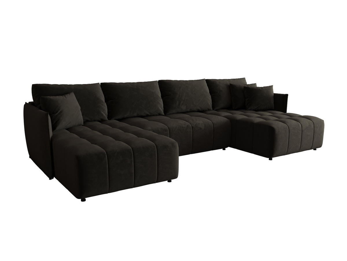 ECKSOFA mit Schlaffunktion ONIL U Monolith 95 - Schwarz, Textil (349/185cm) - Bedante