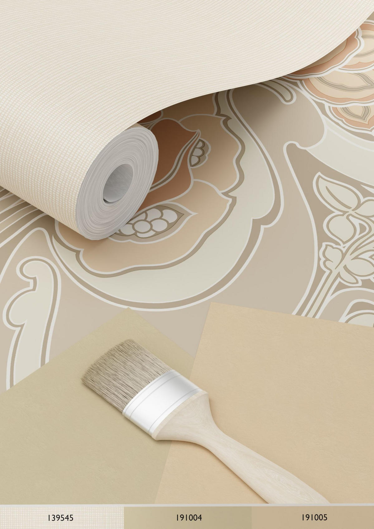 TAPETE Blumenmuster im Jugendstil 53 cm x 10.05 m - Beige, Papier (53/1000cm) - ESTAhome
