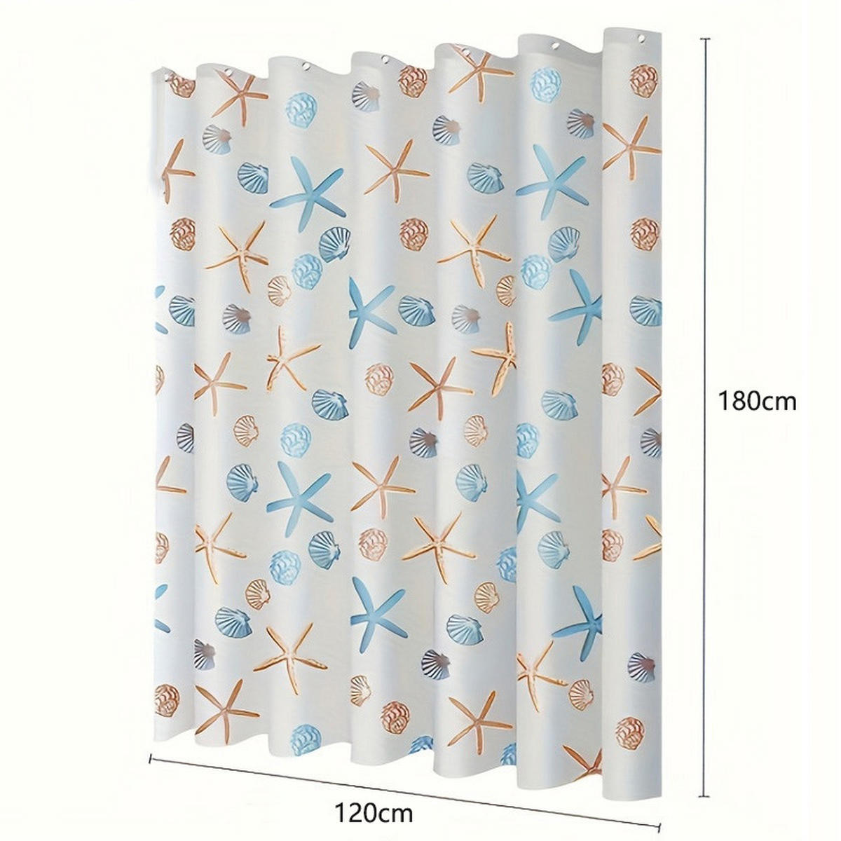 DUSCHVORHANG Meer trocken mit Haken - Multicolor, Kunststoff (120/180cm) - MCBOSON