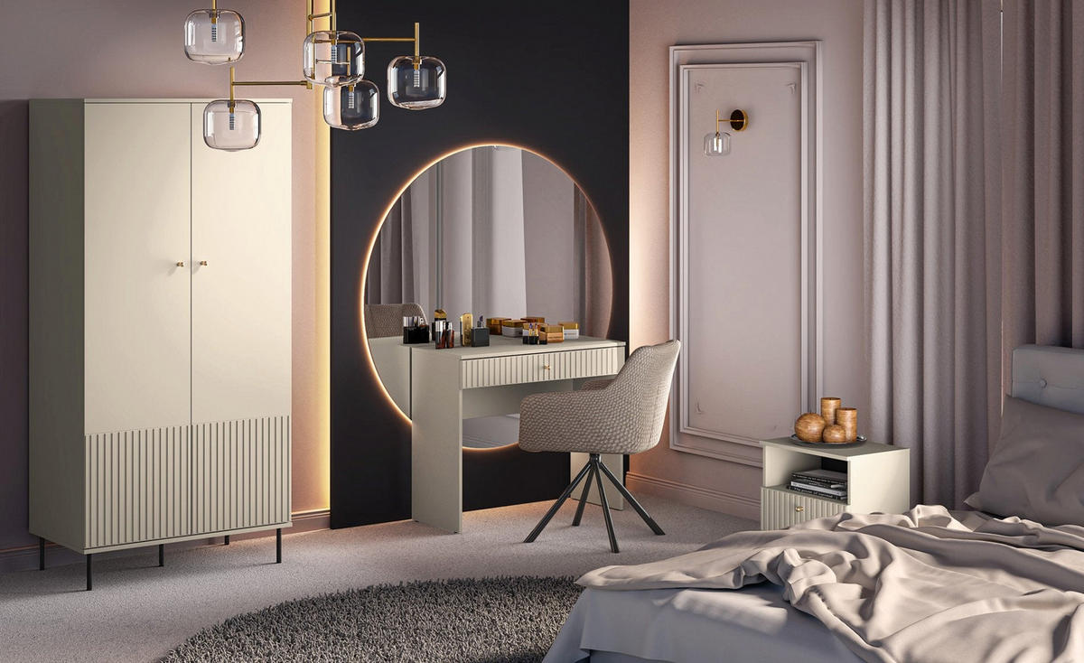 NACHTTISCH Caletto Beige 50 cm - Beige/Goldfarben, Holzwerkstoff/Metall (50/53/34cm) - Selsey