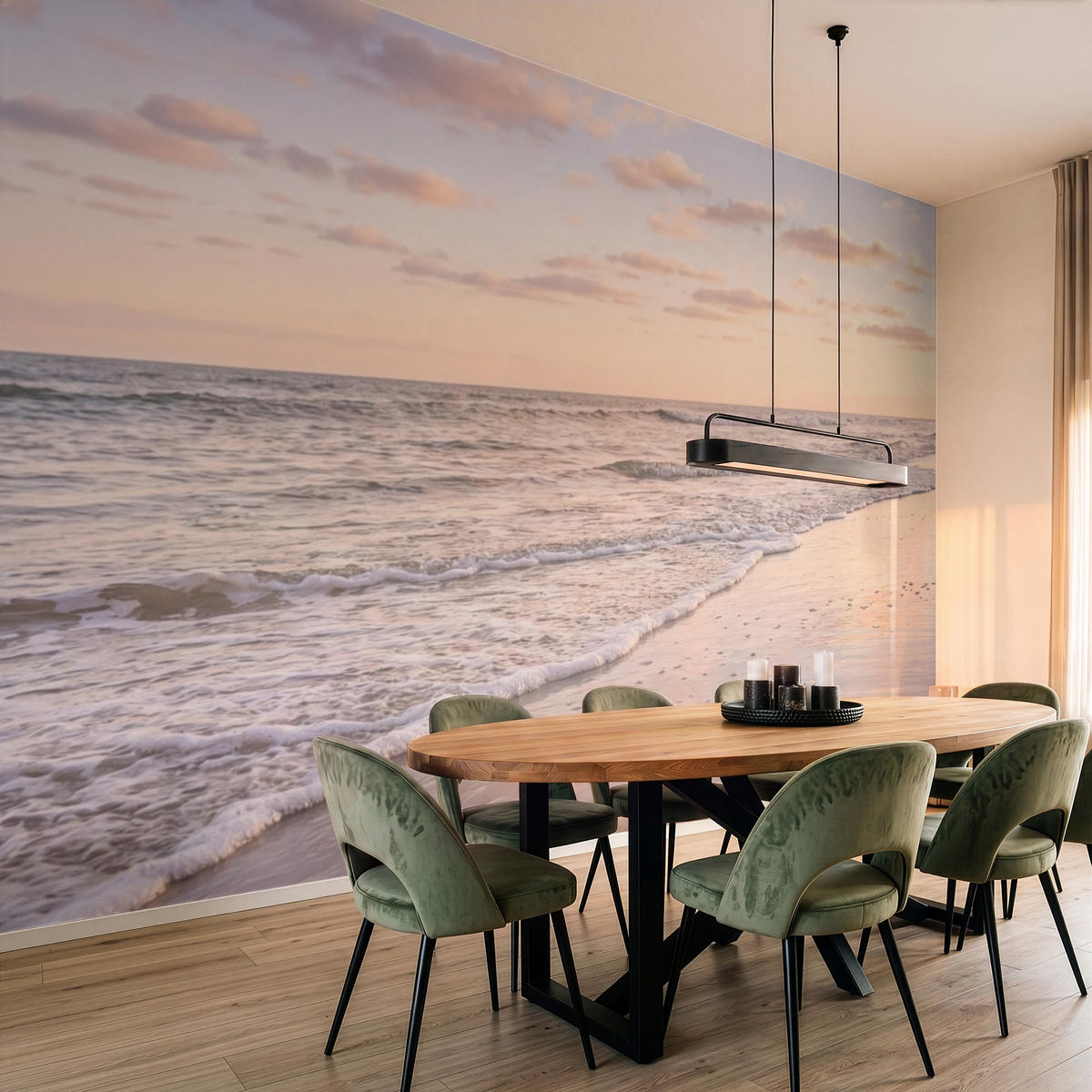 TAPETE - Strand - Brandung - Wolken - 450x280 cm - Hellrosa, Papier (450/280cm) - OnlyWow