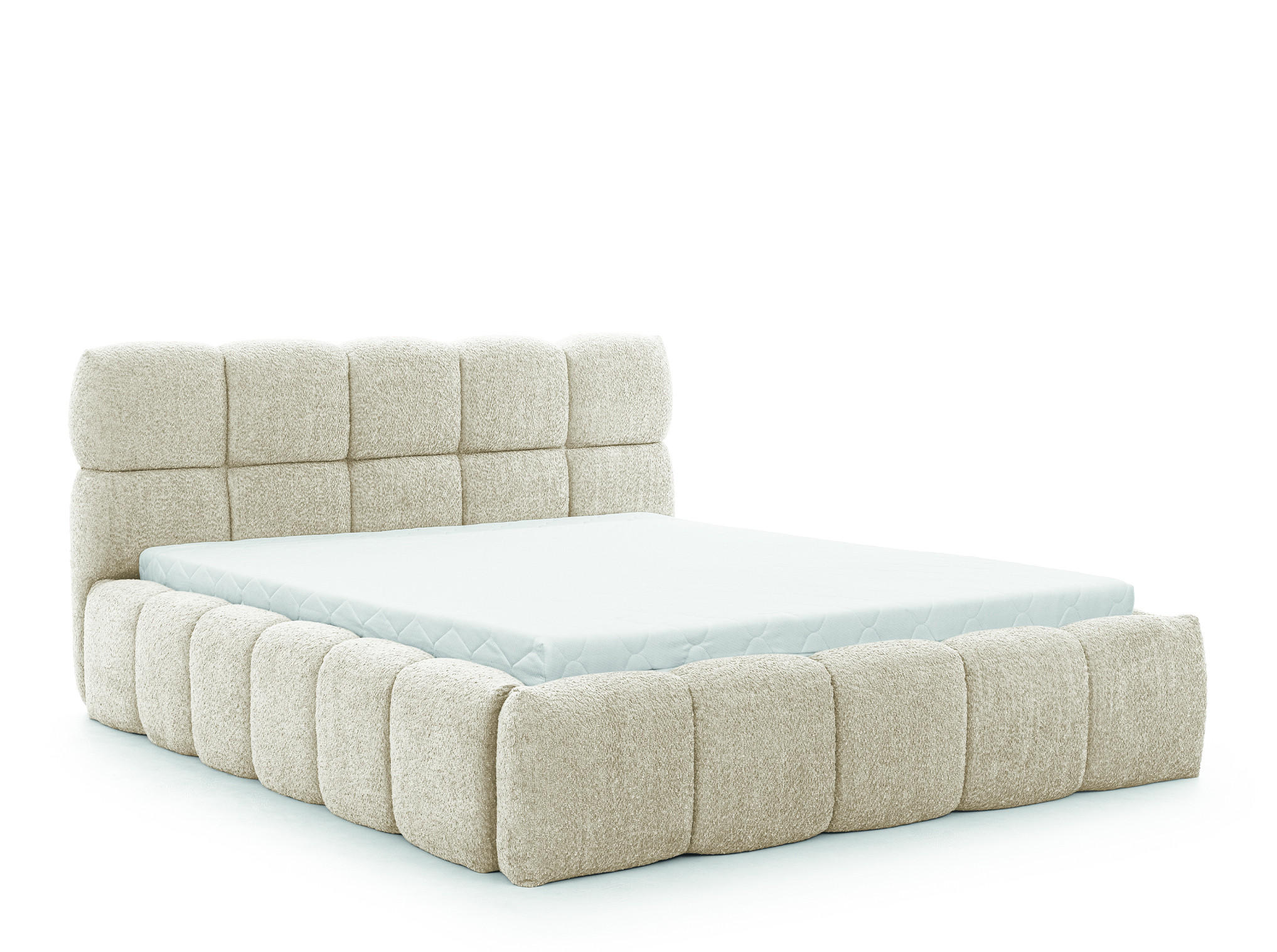 POLSTERBETT SOFIA 180x200 mit Bettkasten,Bubble,Doppelbett,Lattenrost,Boxspringbett-Optik,ohne Matratze-Creme - Creme, Holz (180/200cm) - Furnistar