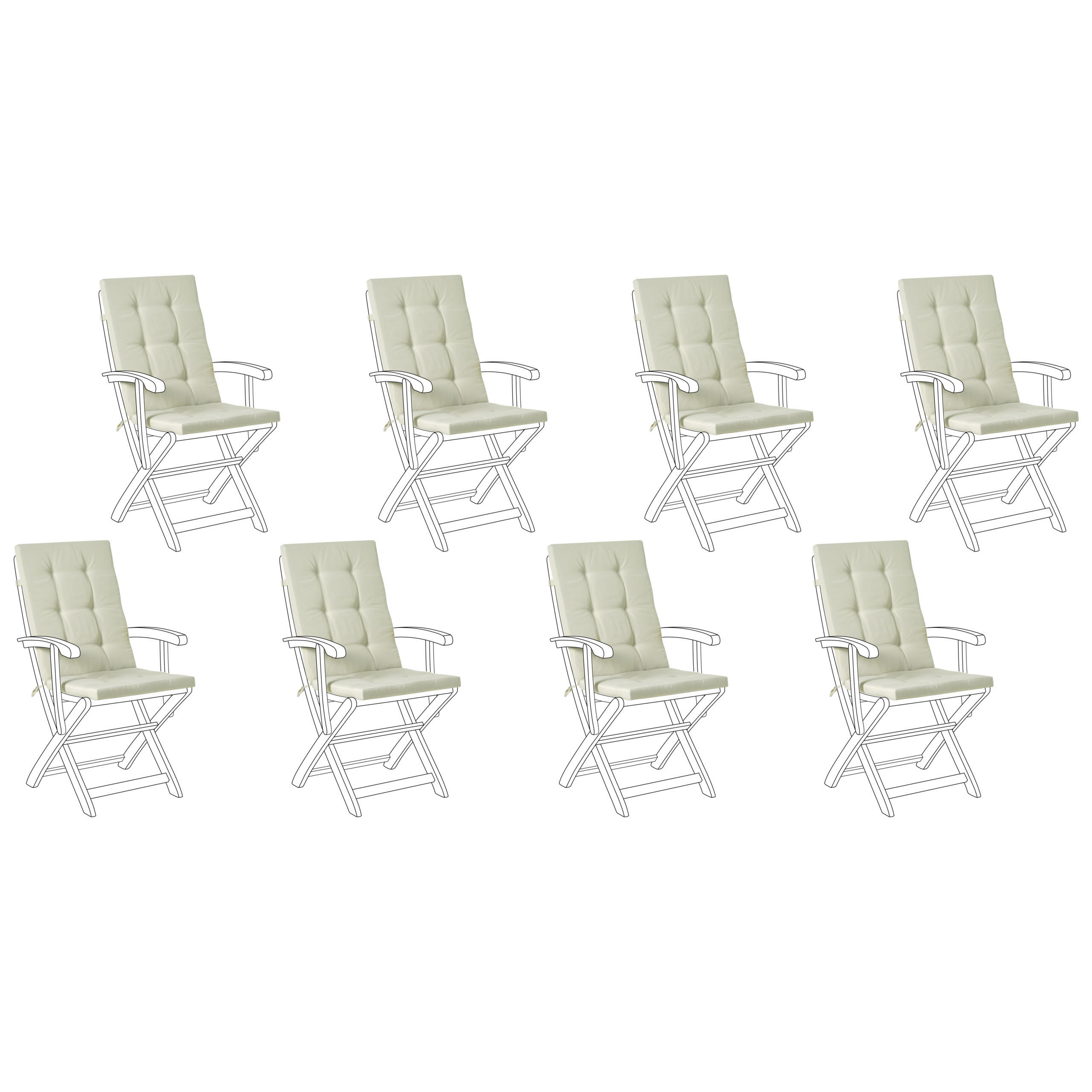 Beliani SEDACÍ polstrování sada 8 ks Světle zelené 42/95 cm Maui Premium