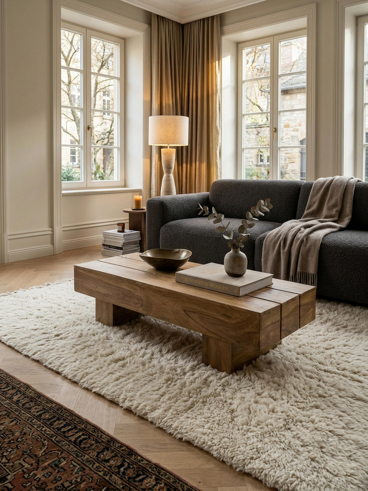 COUCHTISCH aus Massivholz, handgefertigt, pflegeleicht, aus Akazienholz und Edelholz, Beige 120x45x30 cm - Beige, Holz (45/120/30cm) - KADIMA DESIGN