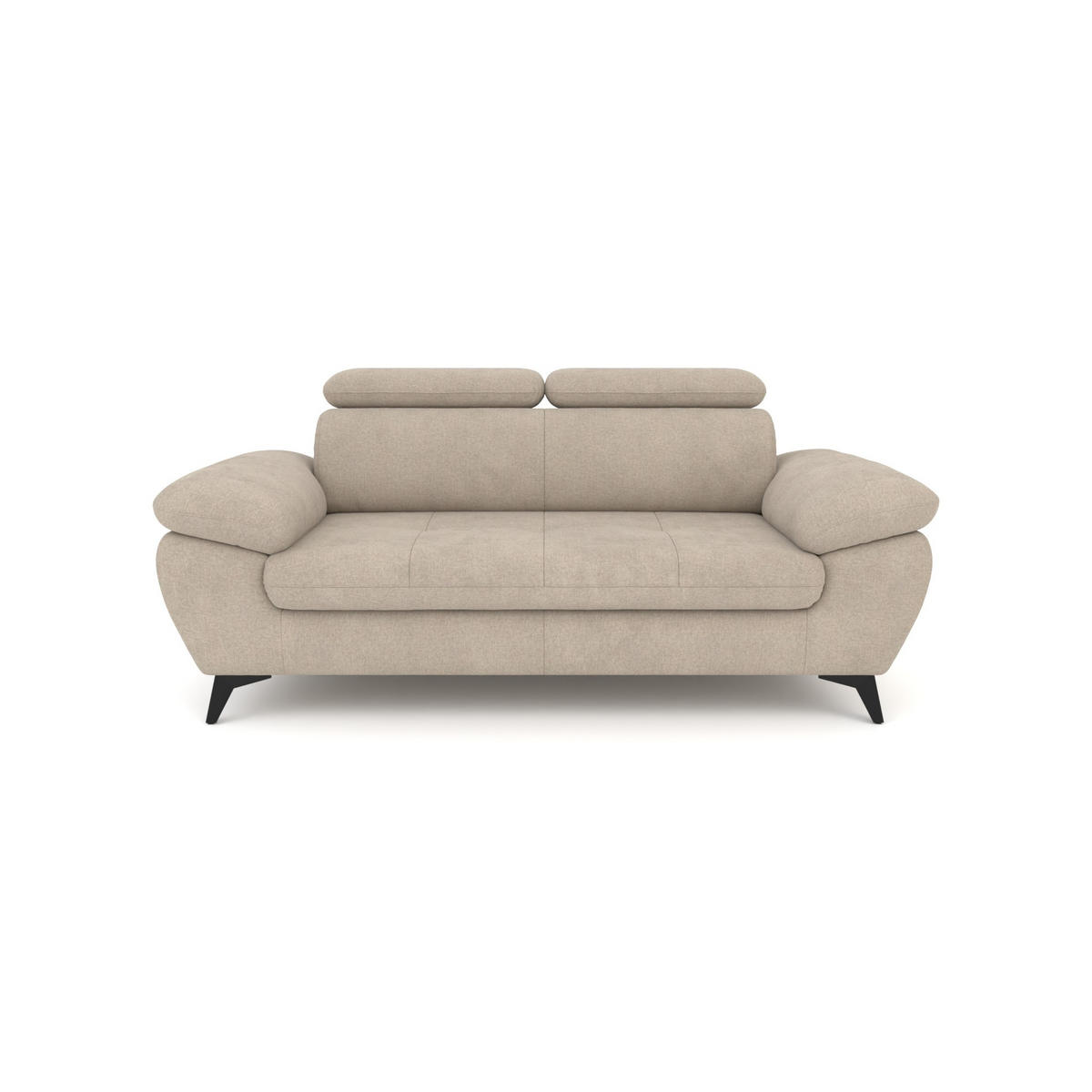 2,5-SITZER Karlstad Chenille Beige verstell. Kopfstützen B 194 cm - Taupe, Kunststoff/Textil (194/84/100cm) - foamnova