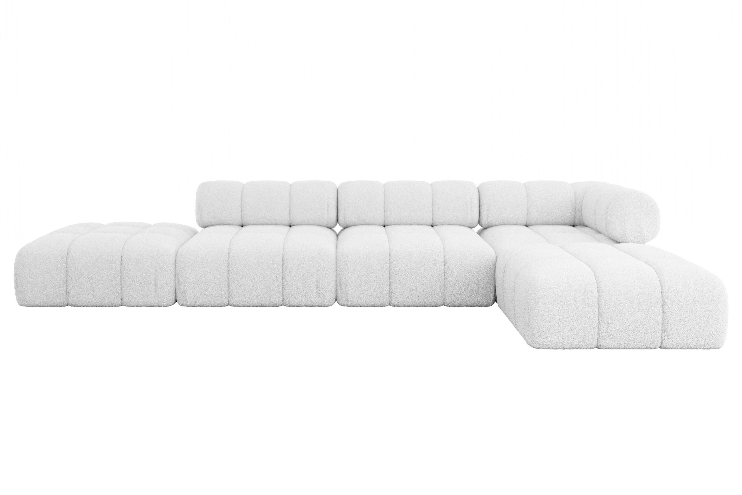 ECKSOFA modulares Sofa Kerru-L2 - 380x190x70 cm Weiß Bouclé - Weiß, Holzwerkstoff/Textil (380/190cm) - ALTDECOR