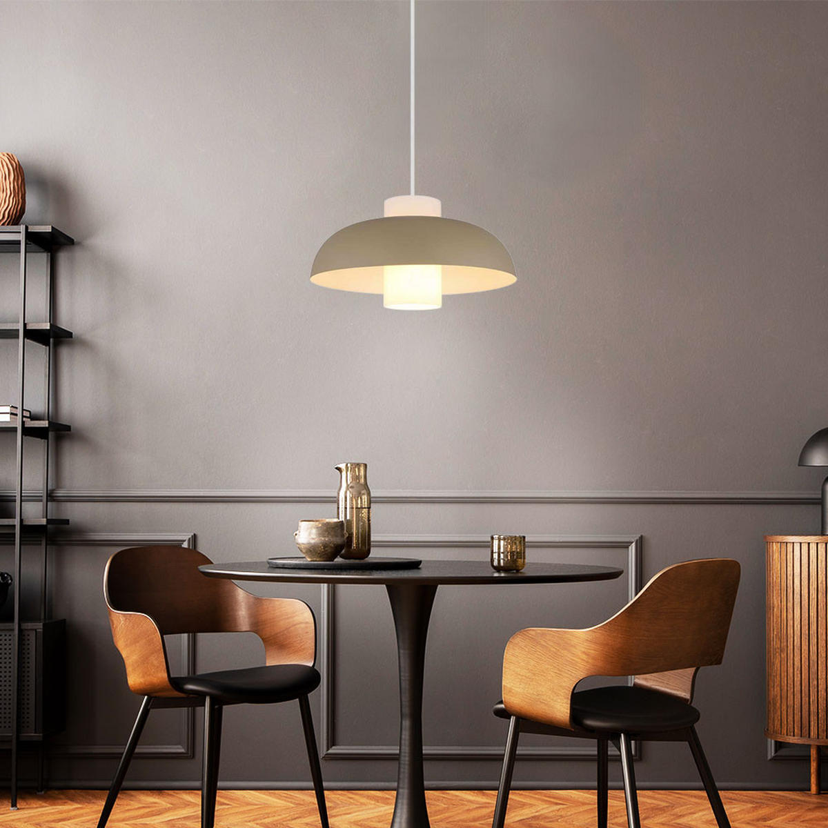 LED HÄNGELEUCHTE Metall Beige Opalglas - Beige, Glas (38/38/120cm) - Globo Lighting