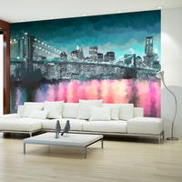 VLIESTAPETE Blau 300/210 cm - Blau/Pink, Textil (300/1cm) - KUNSTLOFT