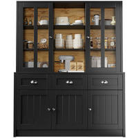 BUFFET 140/175/38,5 cm Schwarz aus Acryl und MDF mit Kippschutz - Schwarz, Holzwerkstoff (38.5/175/140cm) - OKMYHOME
