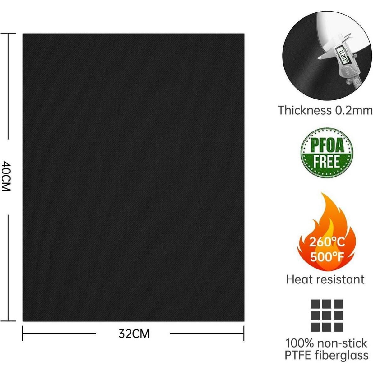 GRILLMATTE 8-teiliges Set 40 x 32 cm - Schwarz, Textil (32/1/40cm)