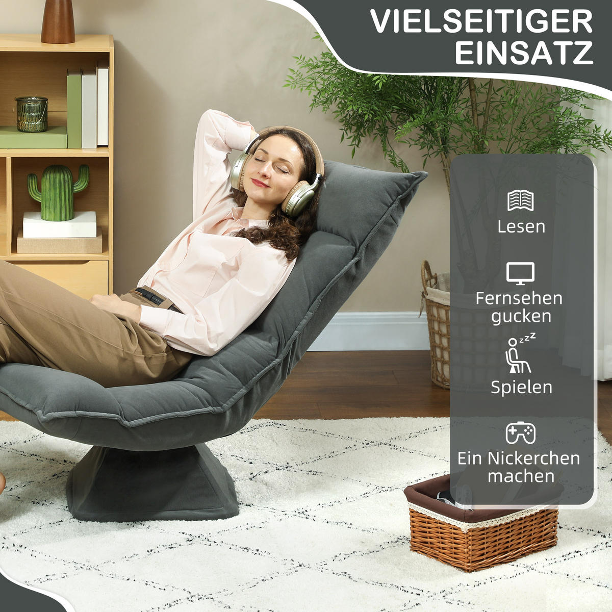 BODENSTUHL Polyester Dunkelgrau - Dunkelgrau, Kunststoff (62/95/70cm) - HOMCOM