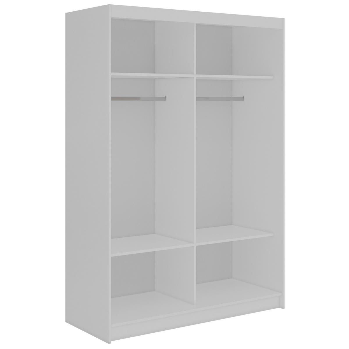 SCHWEBETÜRENSCHRANK mit Spiegel - WALENCJA - 150 - Weiß lacobel - Alufarben/Weiß, Holzwerkstoff/Metall (150/216/61cm) - MKS
