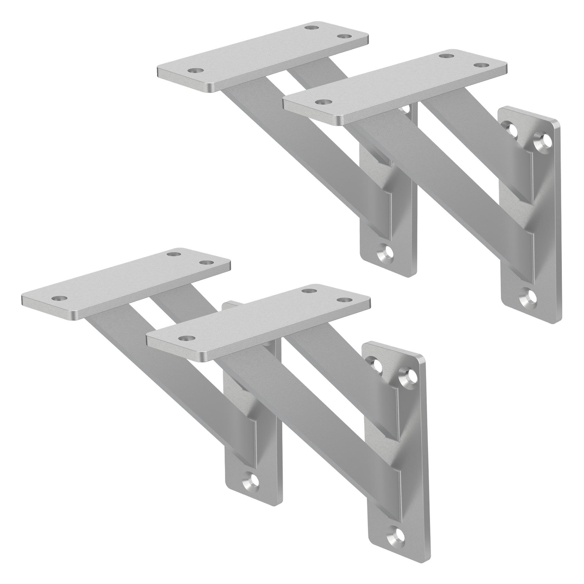REGALTRÄGER 2er Set - Silberfarben, Metall (12/3/12cm) - ML-DESIGN