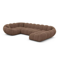 WOHNLANDSCHAFT Liva Braun Strukturstoff U-Form XL Rechts - Braun, Textil (193/70/323cm) - VAROYAL