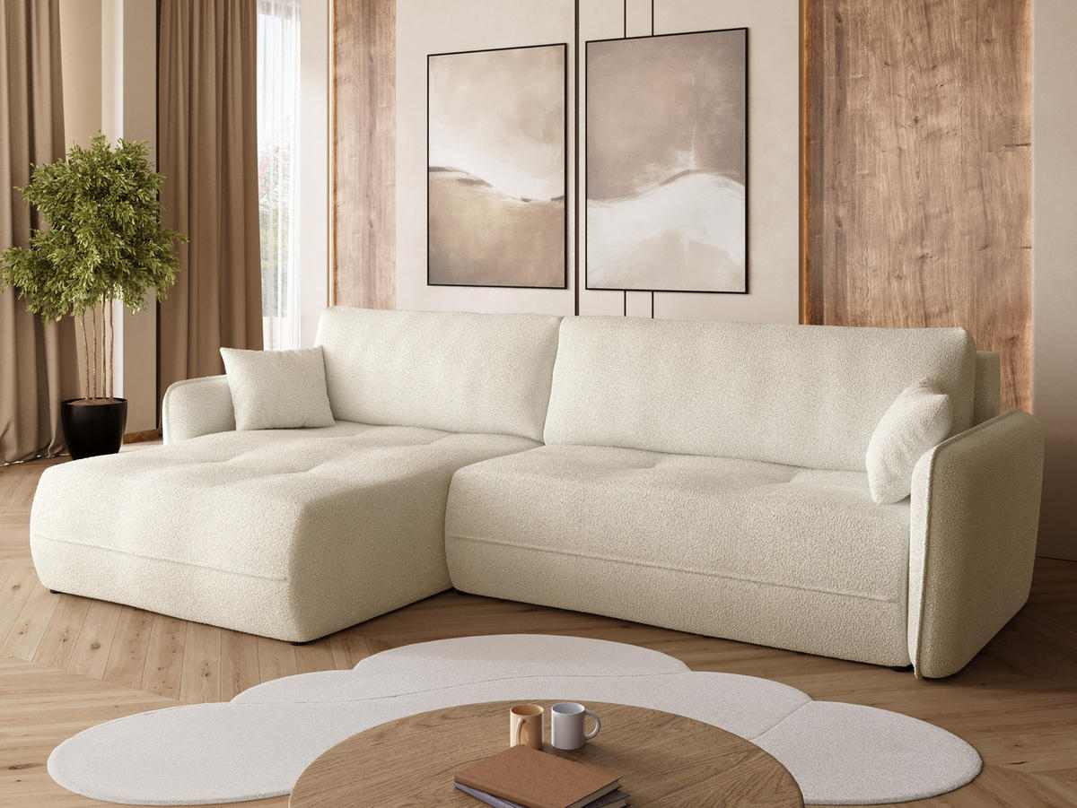 ECKSOFA CLAUDIO mit Schlaffunktion Beige - Beige, Textil (263/150cm) - Bromarkt