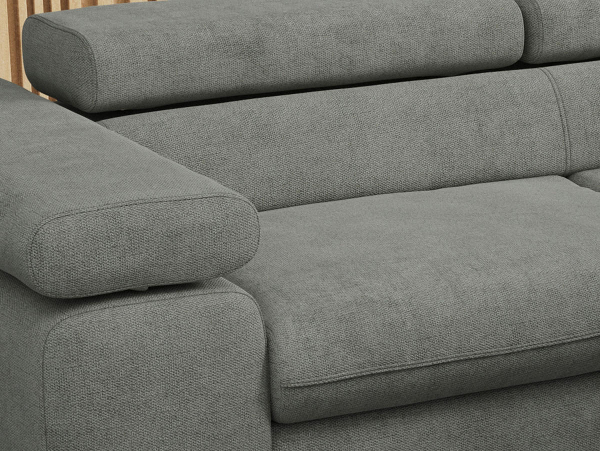 ECKSOFA PETER L Grau Struktur - Rechts Seite - Schwarz/Grau, Textil/Metall (273/208cm) - MKS
