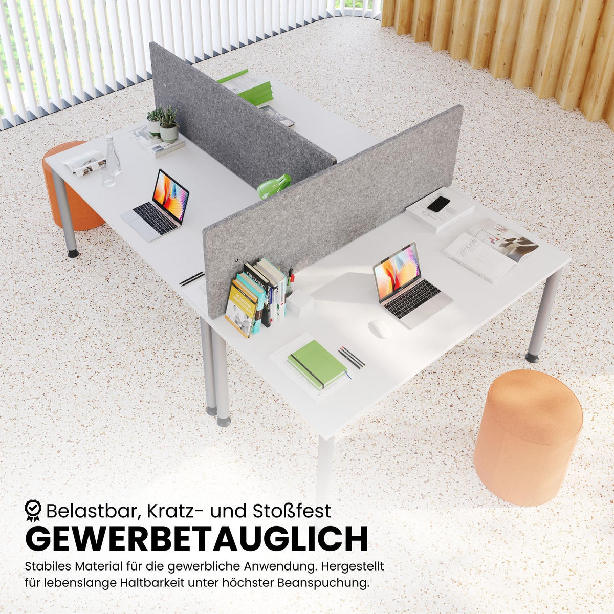 SCHREIBTISCH Serie-H Gestell: Silber 80/160/74 cm in Grau - Grau, Holzwerkstoff (80/160/74cm) - bümö