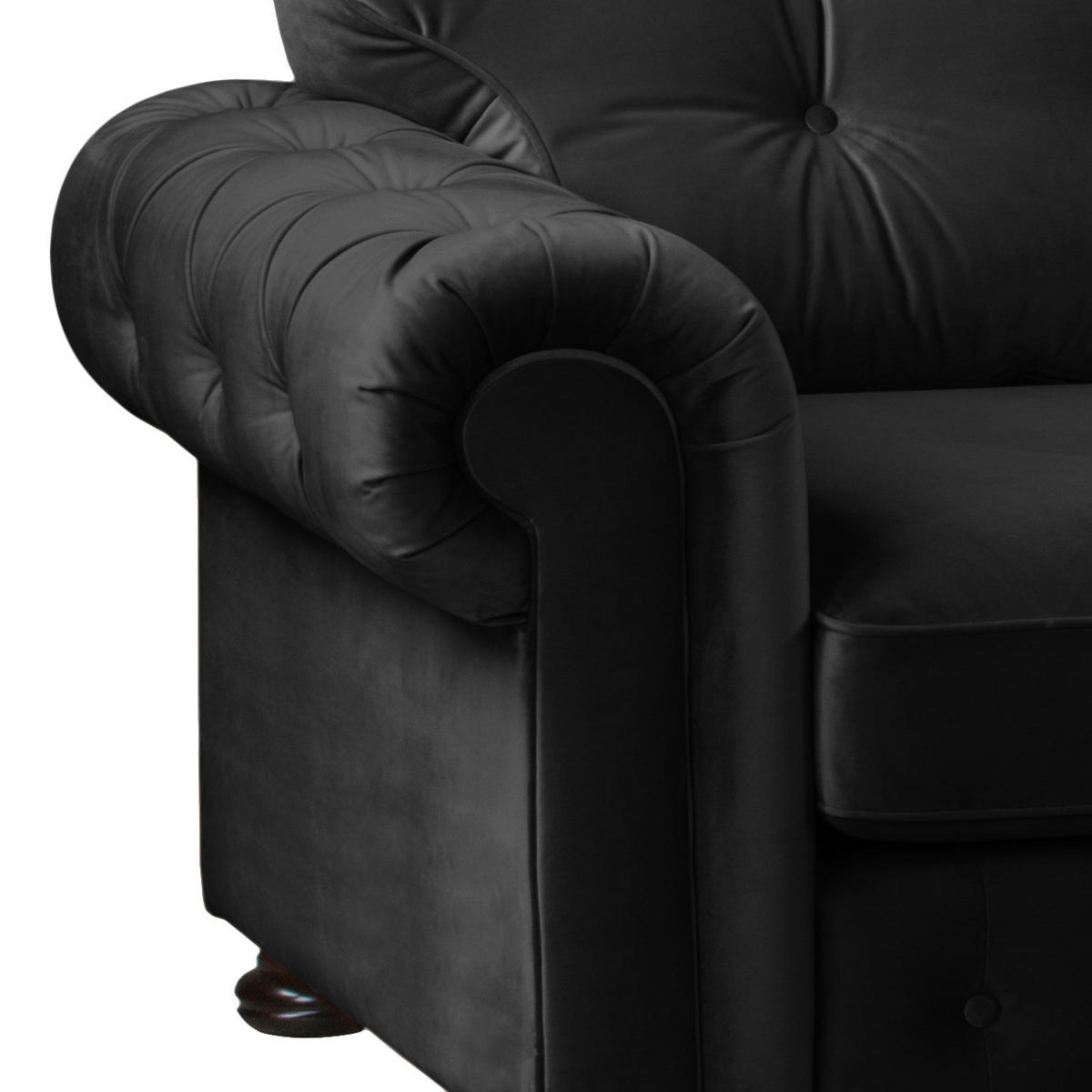 ECKSOFA mit Longchair - Samt - Anthrazit, Textil (302/166cm) - home24