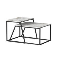 COUCHTISCH-SET Myra Schwarz/Marmor-Weiß 60 x 50 cm 2 Teile - Weiß Hochglanz/Schwarz, Holzwerkstoff (50/60/38cm) - Vicco