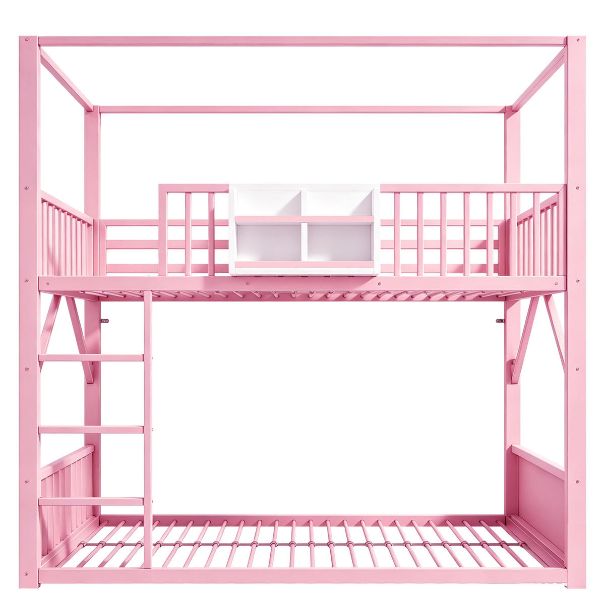 ETAGENBETT 90/200 cm Metall mit Dachdesign, DE-41590, in Rosa - Pink, Metall (90/200cm) - ComfortXL