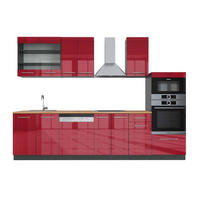 KÜCHENZEILE Fame-Line Bordeaux Hochglanz/Anthrazit 300 cm AP Eiche - Bordeaux/Anthrazit, Holzwerkstoff (300/81.6/60cm) - Vicco