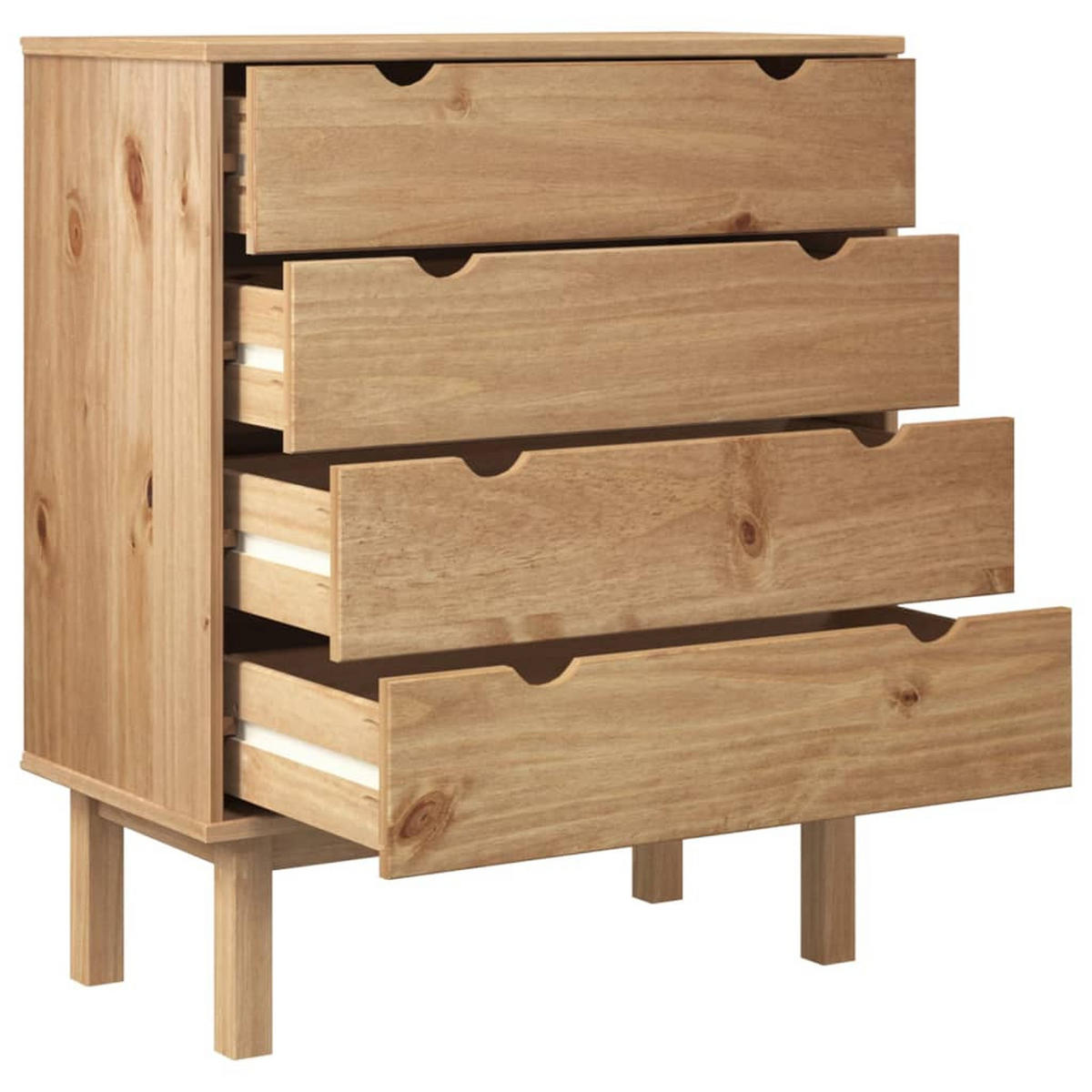 SCHUBLADENSCHRANK OTTA 76,5x39,5x90 cm Massivholz - Braun, Holz (76.5/90/39.5cm) - furnicato