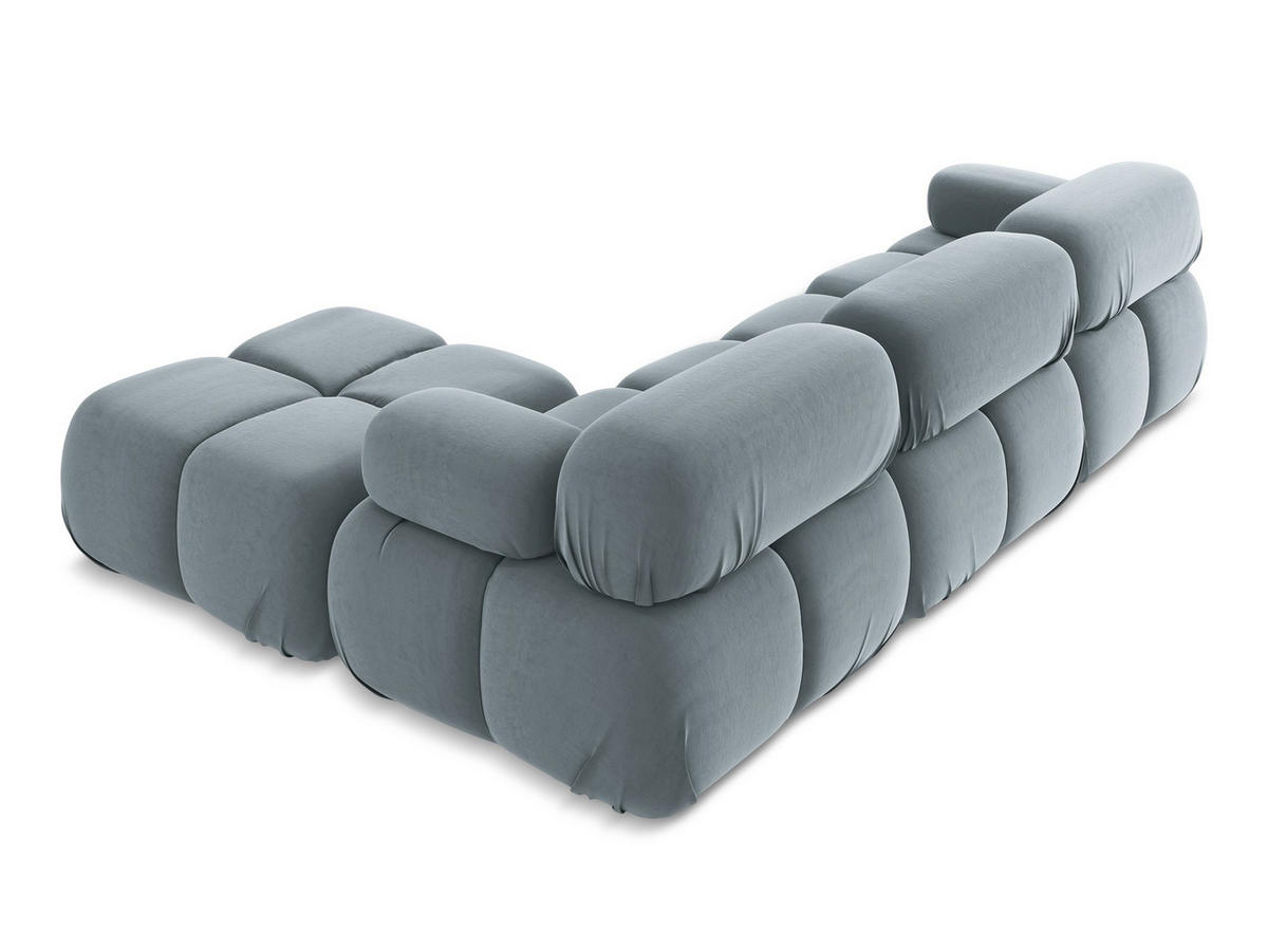ECKSOFA Beidseitig Samt Stoff Blau - Blau/Schwarz, Kunststoff/Textil (285/191cm) - Makamii