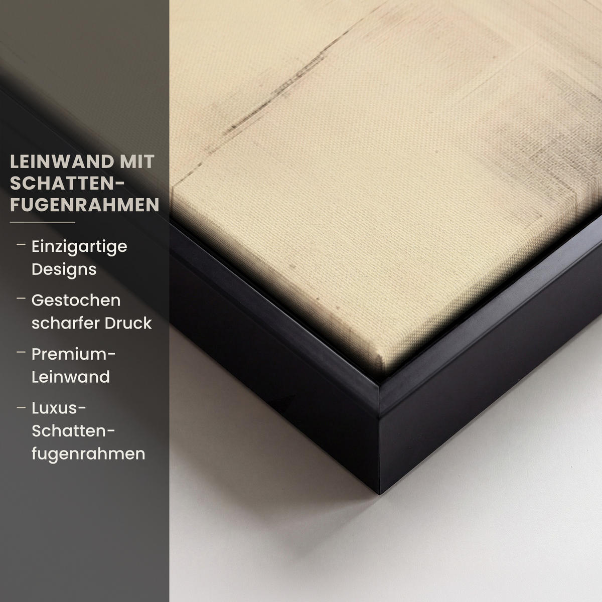 LEINWAND Bilder mit Rahmen - Kreise - Balken - Schwarz - Abstrakt - 60x40 - Schwarz, Textil (60/40cm) - MuchoWow