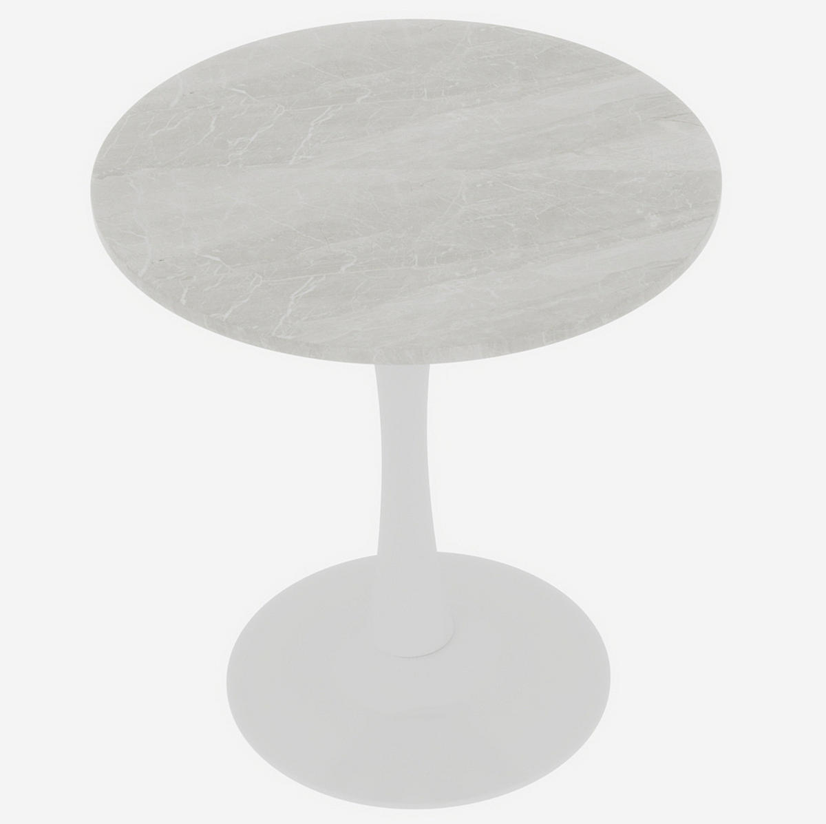 COUCHTISCH 70,1 cm, vielseitig einsetzbar mit runder Tischplatte in Marmoroptik, Weiß - Weiß, Stein (70/70/72cm) - Modfu
