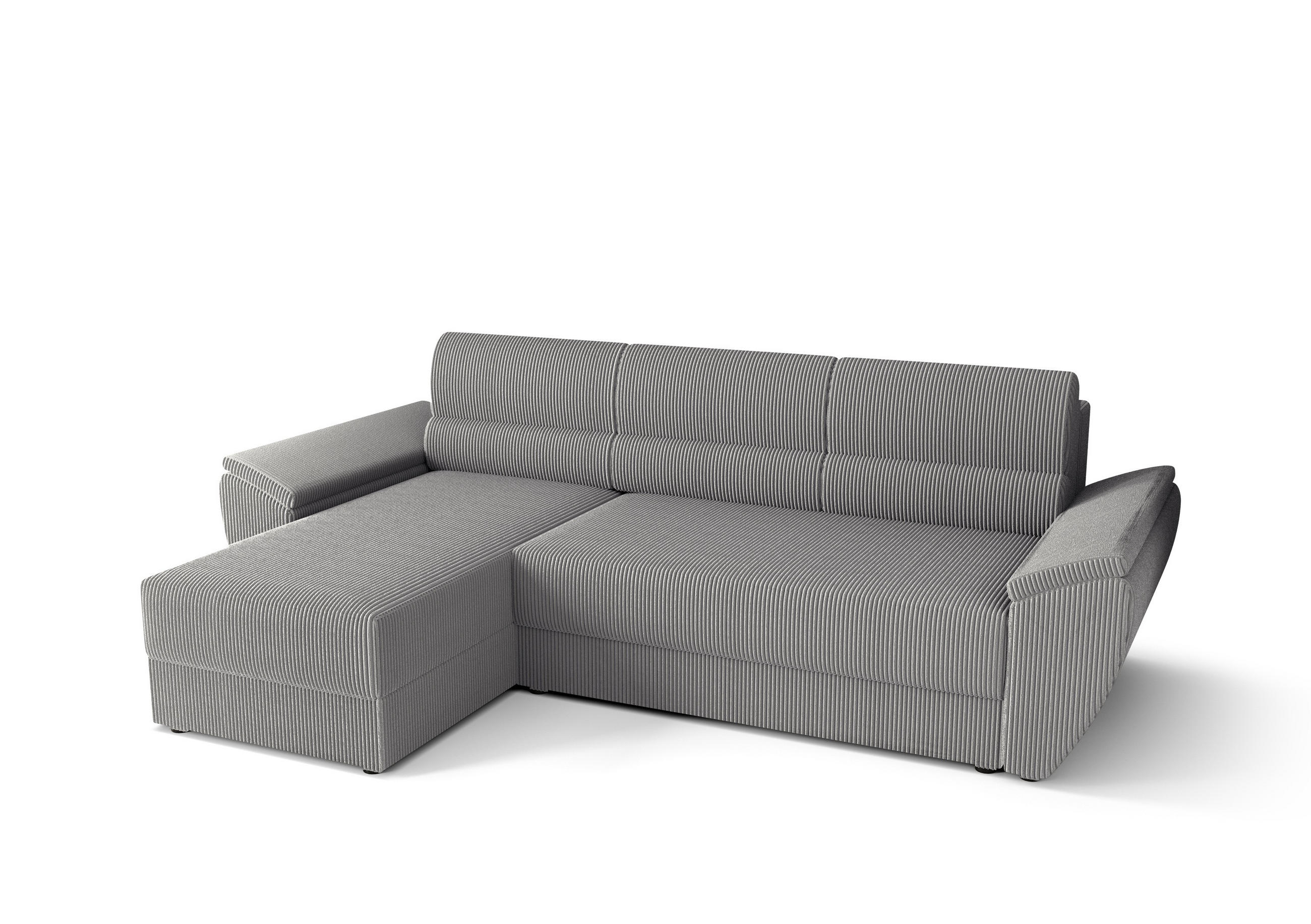 ECKSOFA L REBI L2 Poso 110 Links mit Schlaffunktion, Hellgrau, L-Form - Hellgrau, Textil (251/140cm)