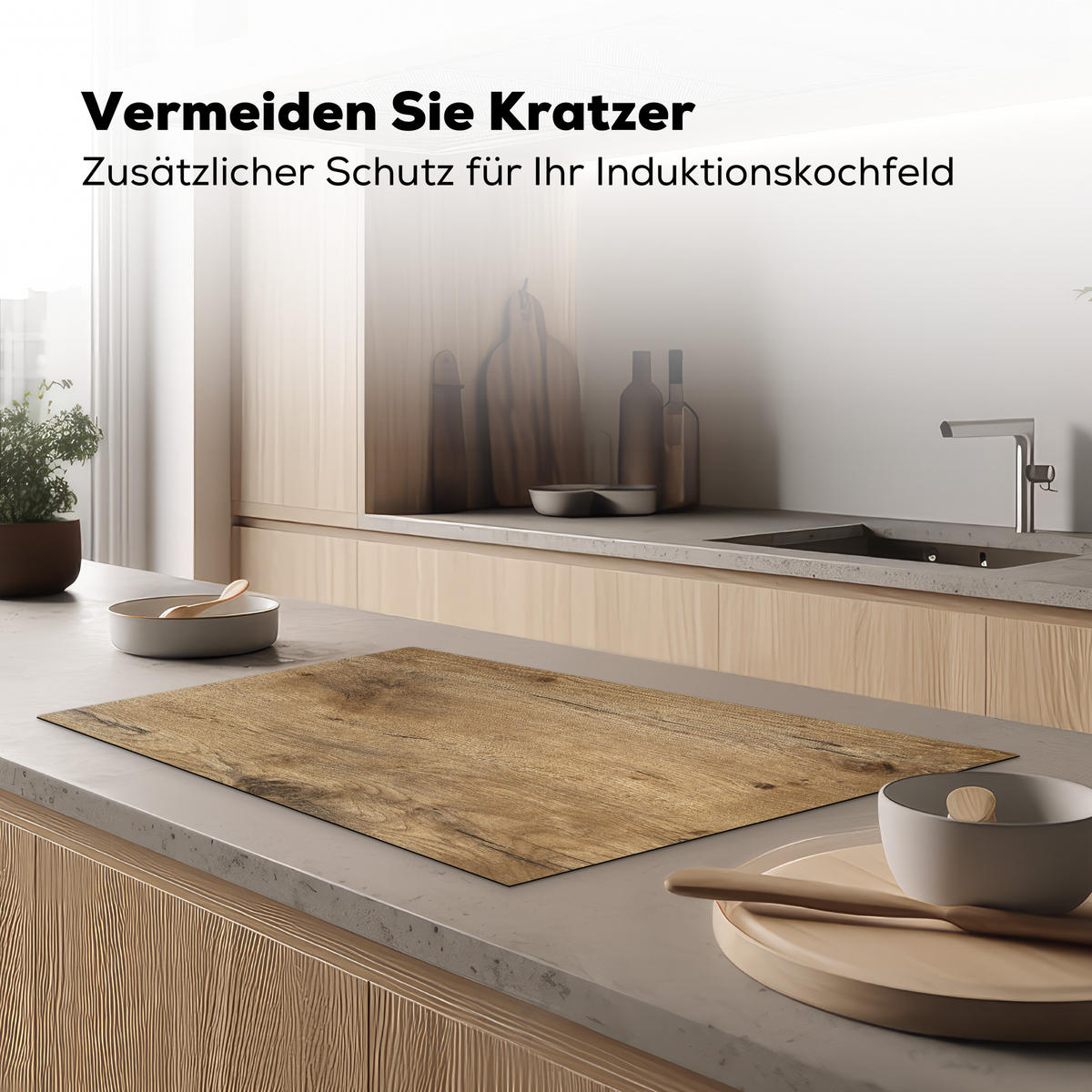 HERDABDECKPLATTE Holz - Braun - Holzoptik 83x51 cm - Eichefarben, Kunststoff (83/0.2/51.5cm) - MuchoWow