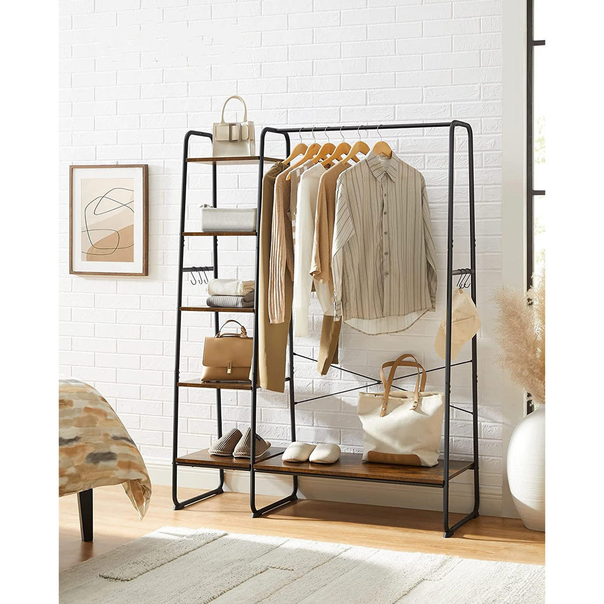 KLEIDERSTÄNDER - Braun, Holzwerkstoff (120/160/45cm) - Hansiro