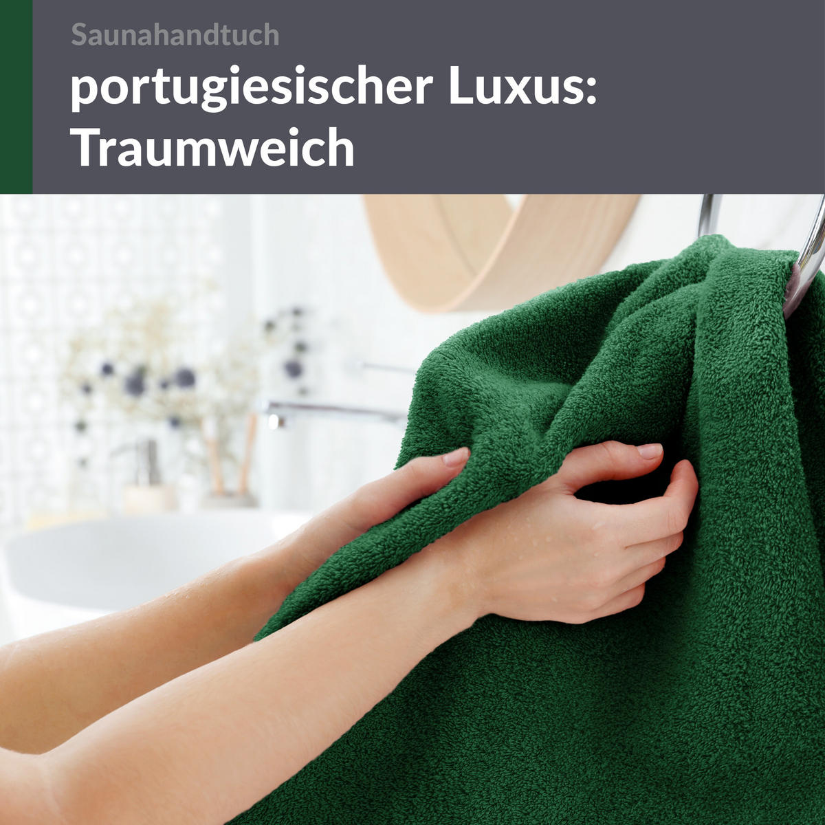 BADETUCH London Tannen Grün 100x200 cm - Waldgrün, Textil (100/200cm) - Lashuma