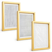 BILDER SET 3er Set - 20x30 cm Goldrahmen - Helle Sandmusterstrukturen - Goldfarben, Kunststoff (20/30cm) - TULUP