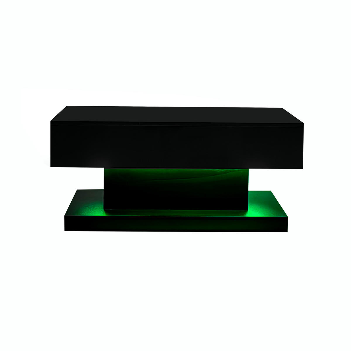 COUCHTISCH 100/50/45 cm schwarz mit hydraulischem Lift und LED-Beleuchtung - Schwarz, Holzwerkstoff (100/50/45cm) - OKWISH