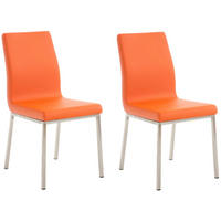 STUHL 2er Set Lederlook Orange - Edelstahlfarben/Orange, Textil/Metall (40/88/50cm) - CLP