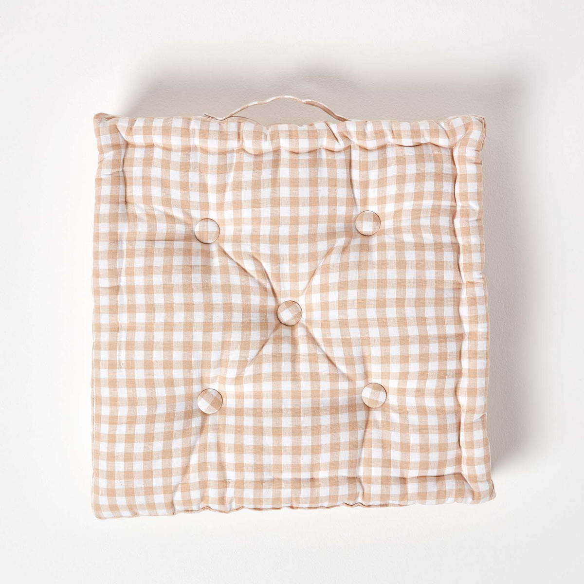 SITZKISSEN beige kariert 50/50/10 cm – Bodenkissen Vichy-Karo - Beige, Textil (50/50/10cm) - Homescapes
