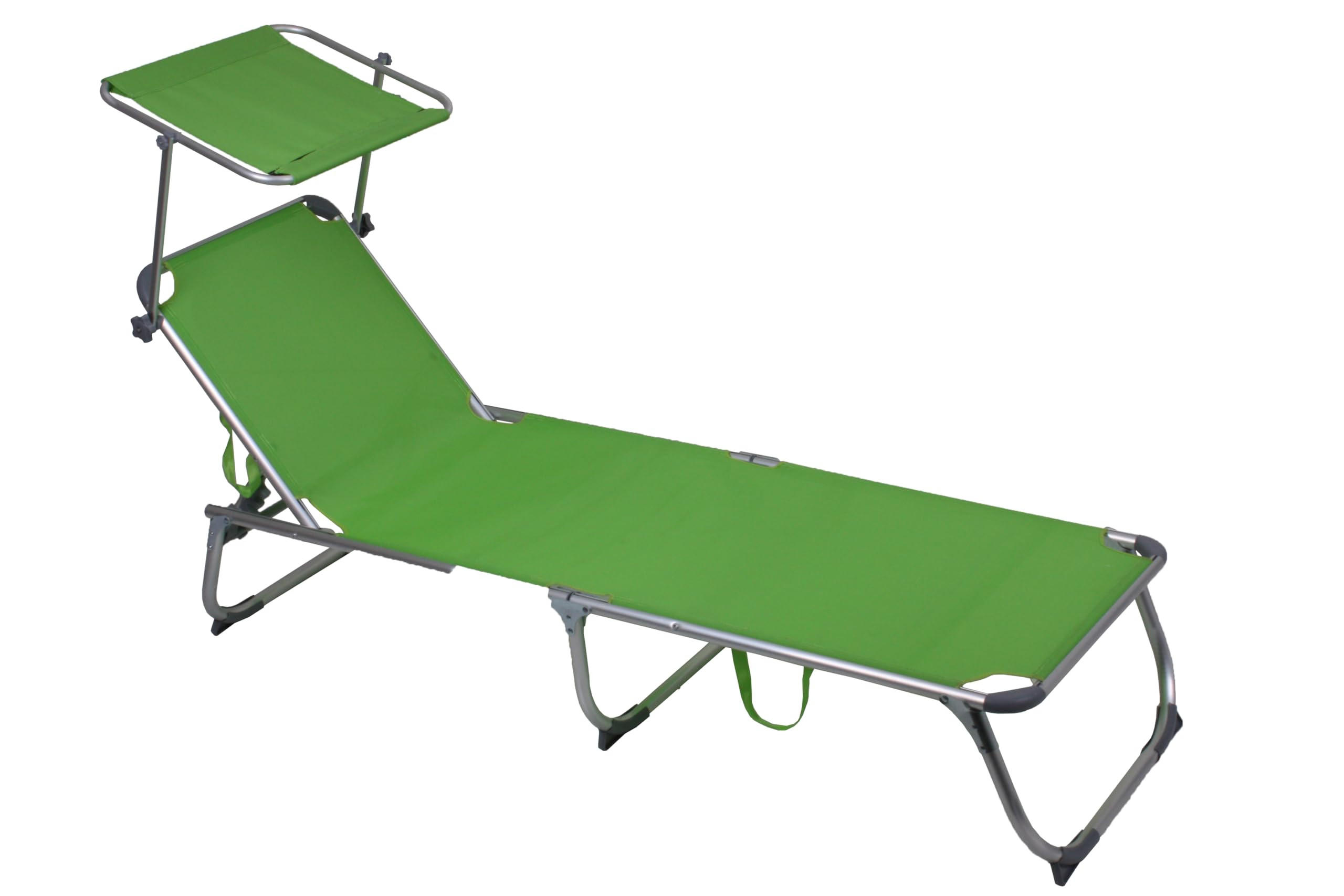 SONNENLIEGE Cairo Verstellbar Grün Gartenliege mit Dach - Grün, Kunststoff (61/30/188cm) - DELUKE
