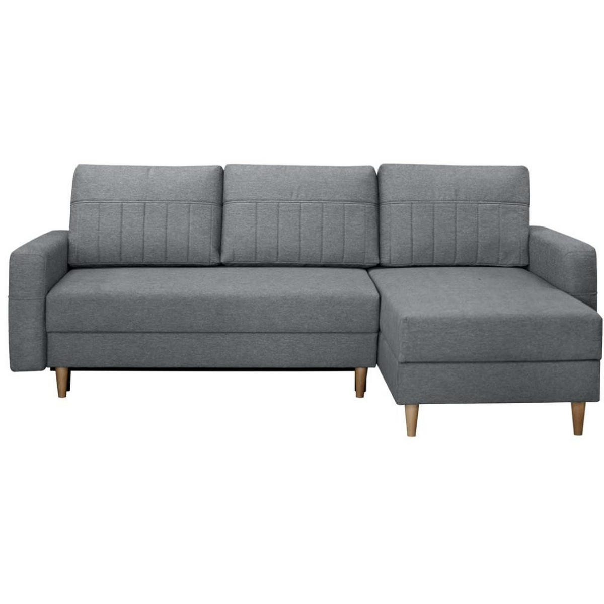 ECKSCHLAFSOFA Vega mit Universelle Ottomane Hellgrau - Hellgrau, Textil (225/150cm) - Beautysofa