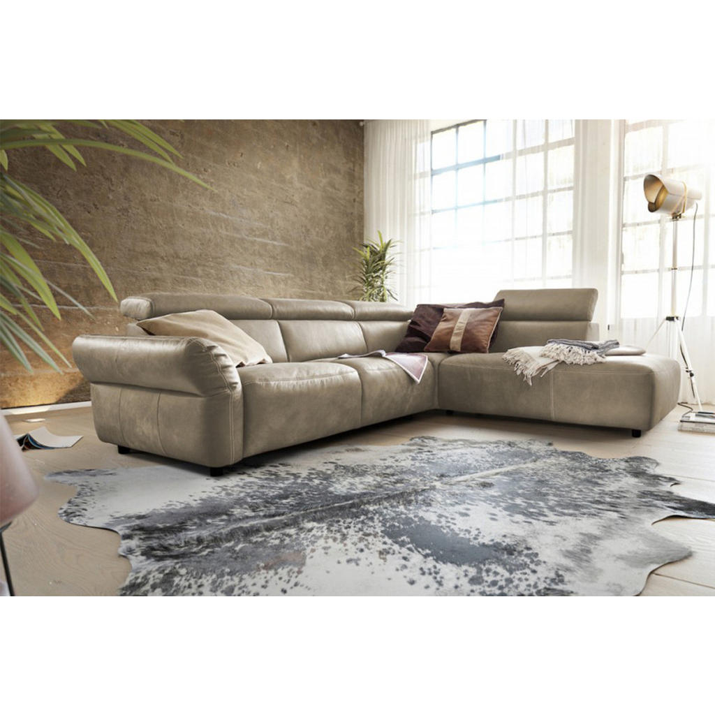 Thumbnail - Kawola Ecksofa, Grau, Leder, 4-Sitzer, Füllung: Schaumstoff, L-Form, 263x240 cm, Wohnzimmer, Sofas & Couches, Wohnlandsc...