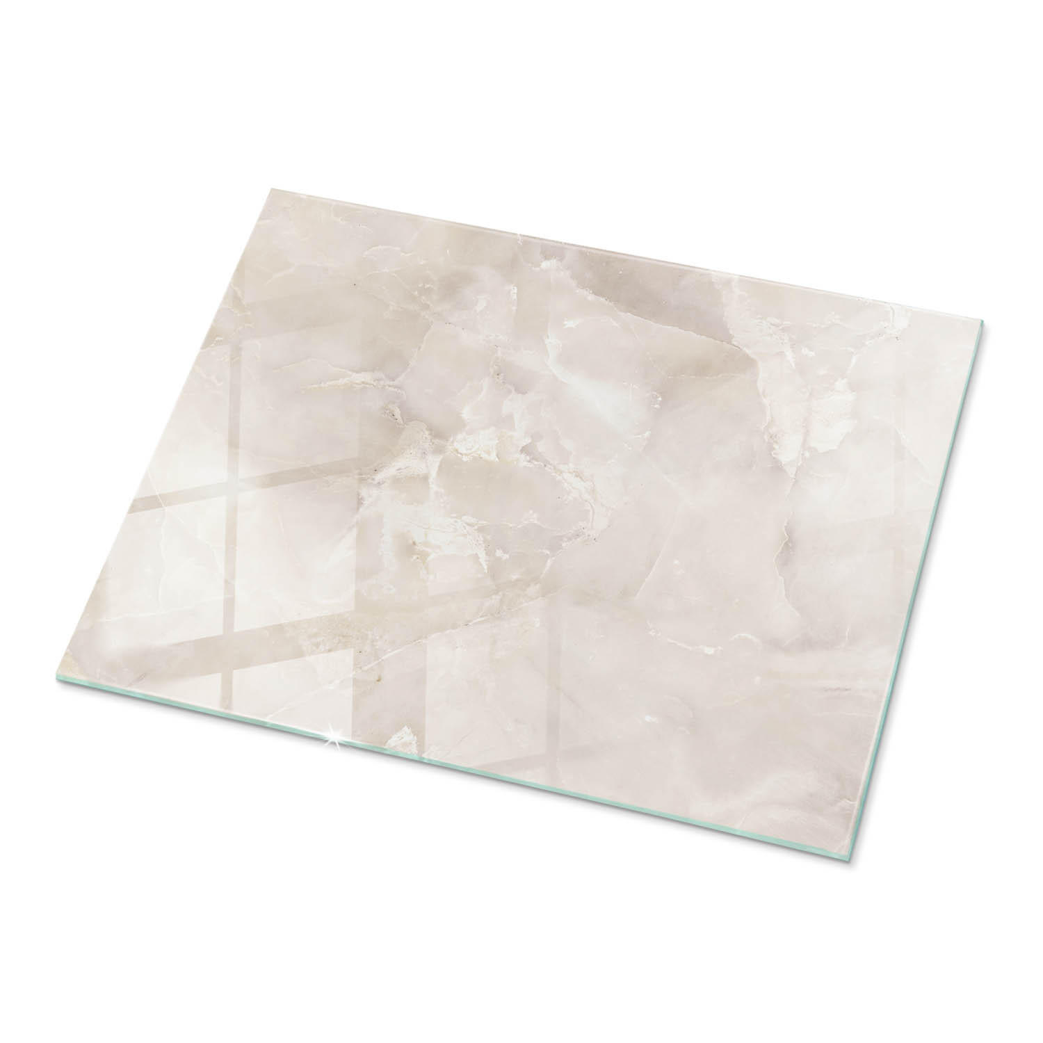 TISCHPLATTE 80x60 cm Marmorstruktur mit Textur - Creme, Glas (80/60/0.4cm) - TULUP