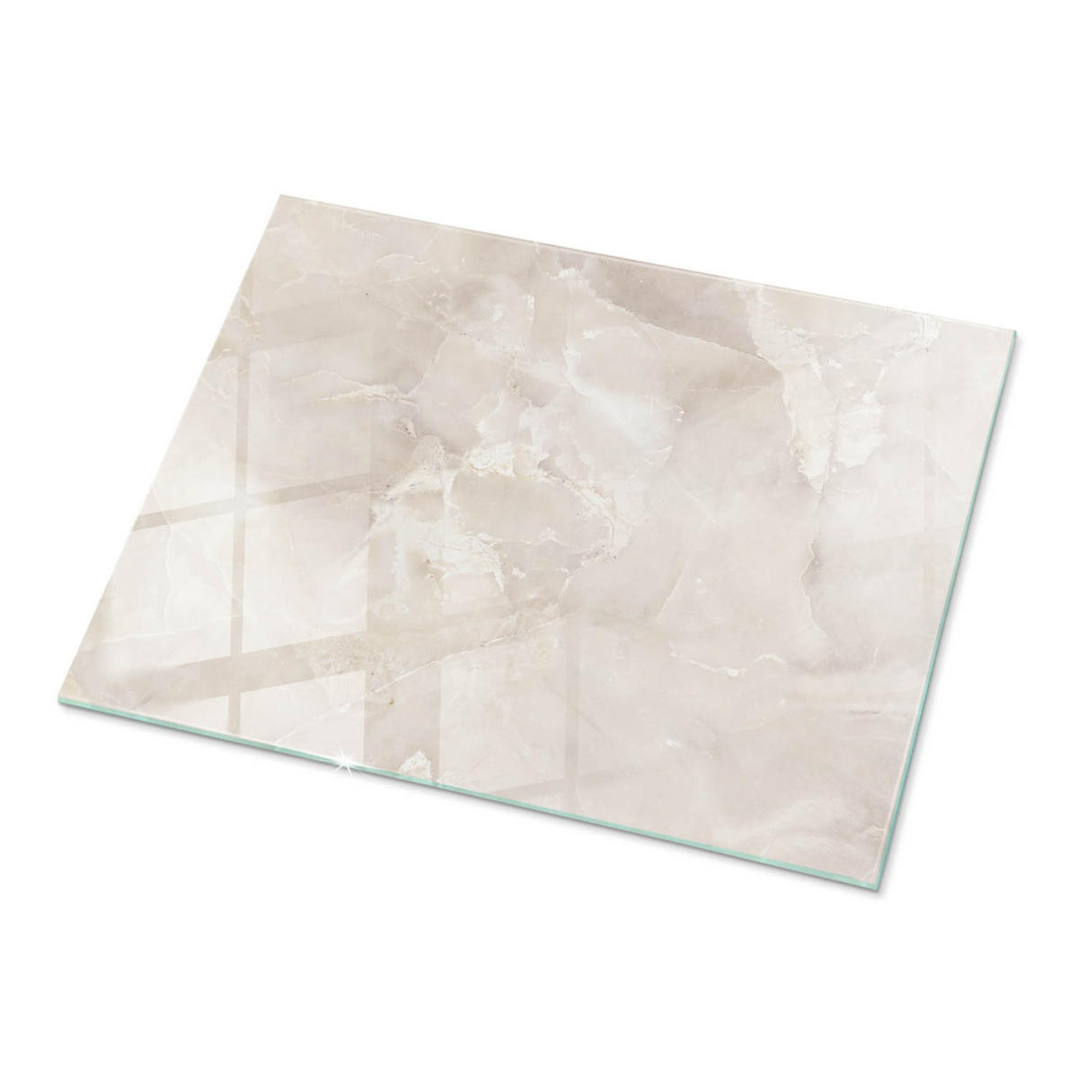TISCHPLATTE 80x60 cm Marmorstruktur mit Textur - Creme, Glas (80/60/0.4cm) - TULUP
