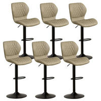 BARHOCKER 6-teiliges Set PU-Kunstleder Khaki Höhenverstellbar - Beige, Kunststoff (46.5/111/38cm)