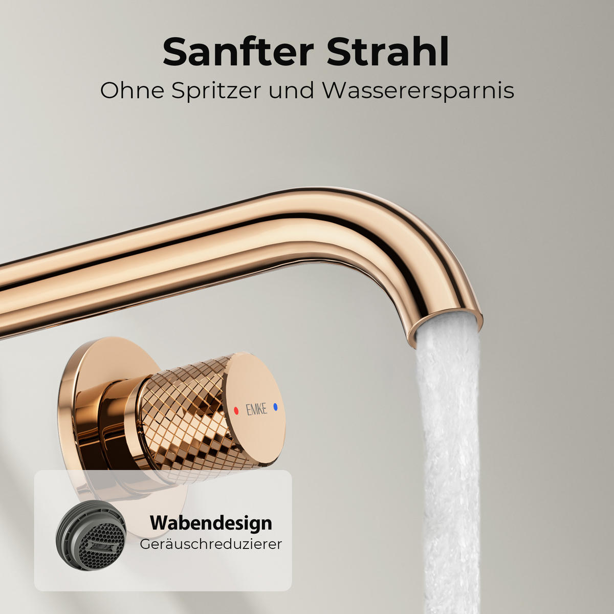 WASCHTISCHARMATUR Unterputz Rosengold 28,1/14/6,5 cm - Roségold, Metall (28.1/14/6.5cm) - EMKE