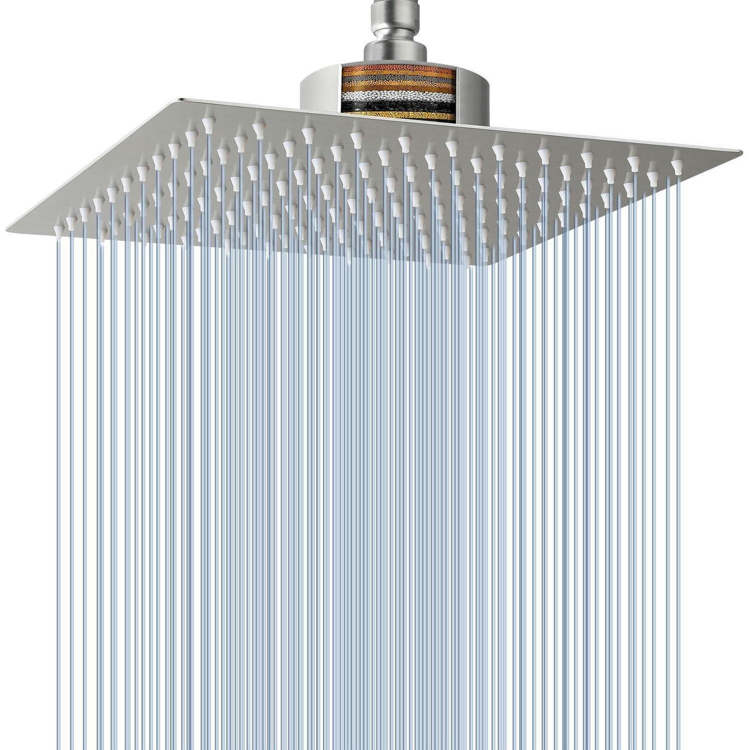 REGENDUSCHKOPF mit Filter 25 cm Nickel Gebürstet - Silberfarben, Metall (25/2/25cm)