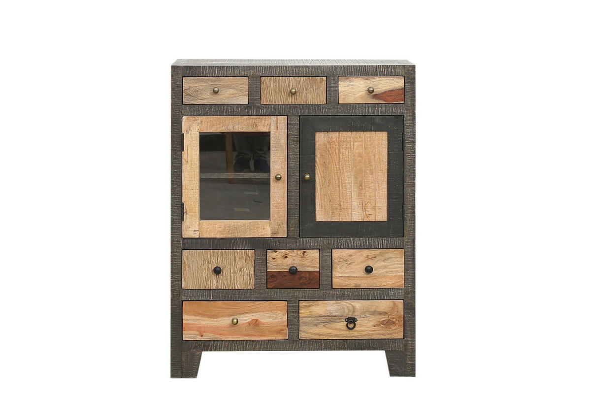 KOMMODE Erik Mangoholz Mehrfarbig 118x40x90cm - Multicolor, Holz (40/118/90cm) - DELUKE