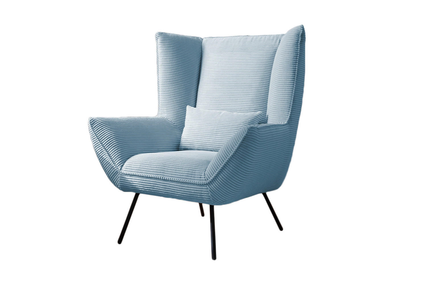 SESSEL IVA Hellblau Cord - Schwarz/Hellblau, Textil/Metall (90/112/94cm) - KAWOLA