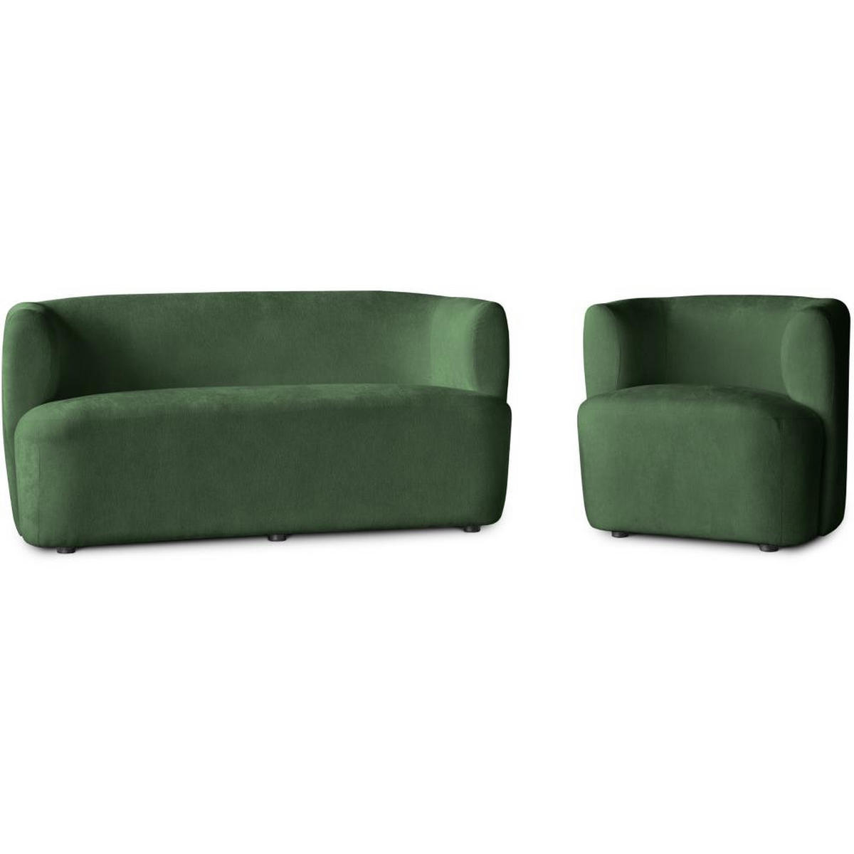 2-SITZER SOFA Nori dunkelgrün velour - Dunkelgrün/Schwarz, Kunststoff/Textil (150/68/72cm) - Beautysofa